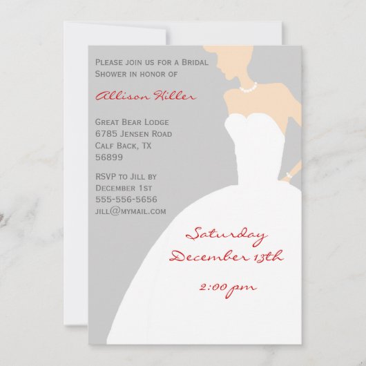 Gray Bridal Shower Invitation Kaart (Voorkant)