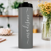 Gray Bridesmaid Stylish Signature Script Name Thermosbeker
