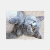 Gray British Shorthair Cat Fleece Deken (Voorkant (Horizontaal))