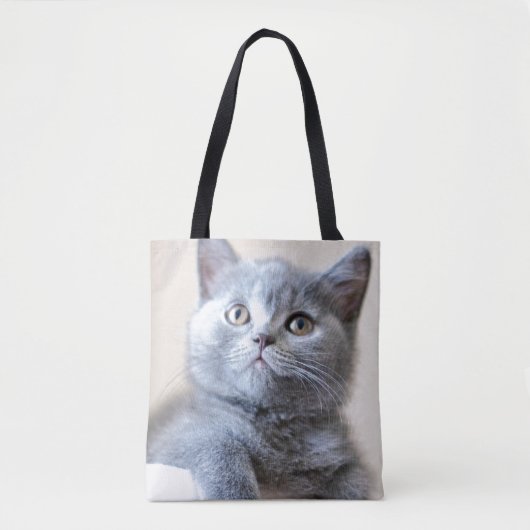 Gray British Shorthair Cat Tote Bag (Voorkant)