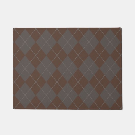 Gray Brown Argyle Doormat Rug Gift Deurmat (Voorkant)