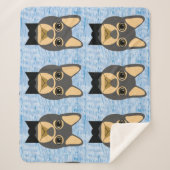 Gray/Brown French Bulldog, watercolor blue Sherpa Deken (Voorkant)