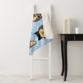 Gray/Brown French Bulldog, watercolor blue Sherpa Deken (In situ)