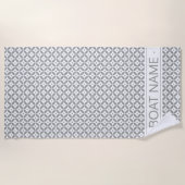 Gray Brown Geometric Circles Patroon Aangepast Strandlaken (Voorkant)