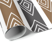Gray Brown Geometric Diamond Stripes Cadeaupapier (Rol Hoek)