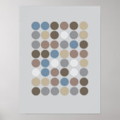 Gray Brown & Slate Blue Circles Pattern Modern Poster (Voorkant)