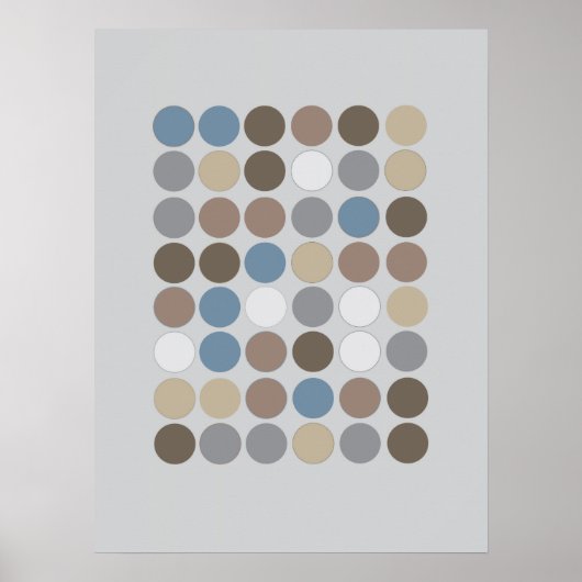 Gray Brown & Slate Blue Circles Pattern Modern Poster (Voorkant)