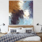 Gray Brown Taupe White Abstract Brushstrokes Canvas Afdruk (Insitu (Slaapkamer))