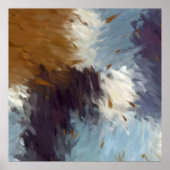 Gray Brown Taupe White Abstract Brushstrokes Poster (Voorkant)