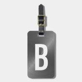 Gray Brushed Metallic Monogram Initial Bagagelabel (Voorkant verticaal)