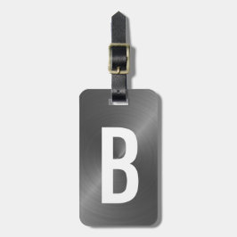 Gray Brushed Metallic Monogram Initial Bagagelabel