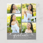 Gray Budget Afstuderen 4 Foto Script Invitation (Voorkant)