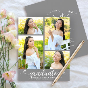 Gray Budget Afstuderen 4 Foto Script Invitation