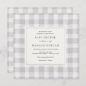 Gray Buffalo Plaid Baby shower Invitation Kaart (Voorkant / Achterkant)