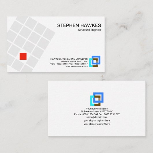 Gray Building Blocks Red Pillar Engineering Visitekaartje (Voorkant / Achterkant)