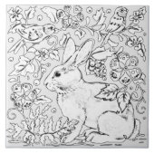Gray Bunny Rabbit Bird Draal Artistic Tegeltje (Voorkant)