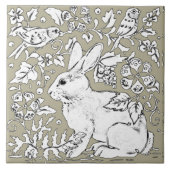 Gray Bunny Rabbit Bird Sketch Tekening Tegeltje (Voorkant)