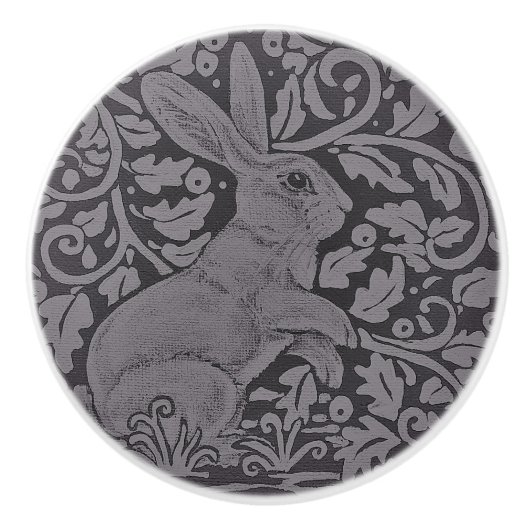 Gray Bunny Rabbit Cabinet Knob Originele Kunst Keramische Knop (Voorkant)