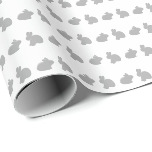 Gray Bunny Rabbit Pattern Easter Wrapping Paper Cadeaupapier (Rol Hoek)