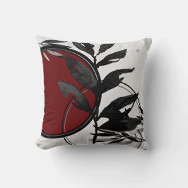 Gray Burgundy & Black Artistic Waterverf Leaves Kussen