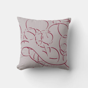 Gray & Burgundy Modern Elegant Abstract Swirls Kussen