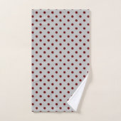 Gray Burgundy Polka Dot Bad Handdoek (Handdoek)