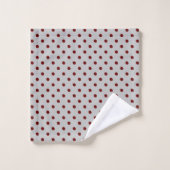 Gray Burgundy Polka Dot Bad Handdoek (Wasdoekje)