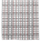 Gray Burgundy Pset Stripes Pattern Douchegordijn (Voorkant)
