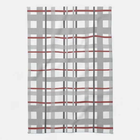 Gray Burgundy Pset Stripes Pattern Theedoek (Verticaal)