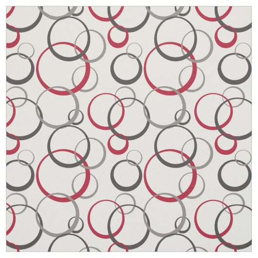 Gray Burgundy Red Rings Modern Geometric Pattern Stof (Swatch)
