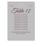 Gray & Burgundy Simple Wedding Seating Chart Kaart (Voorkant)