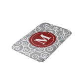 Gray burgundy Swirls Monogram Bathmat Badmat (Gekanteld)