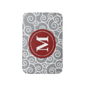 Gray burgundy Swirls Monogram Bathmat Badmat (Voorkant Verticaal)