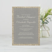 Gray Burlap Bridal Shower Invitations Kaart (Staand voorkant)