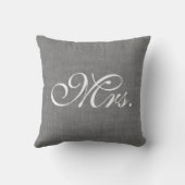 Gray Burlap Mrs Pillow Kussen (Achterkant)