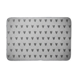 Gray Burlap Whimsical Hearts Rustic Farmhouse Badmat