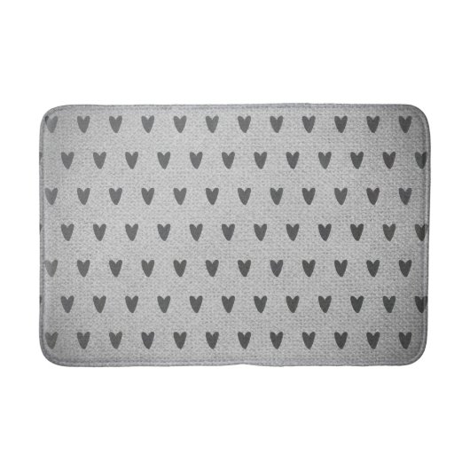 Gray Burlap Whimsical Hearts Rustic Farmhouse Badmat (Voorkant)