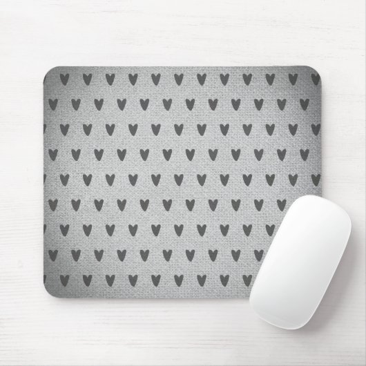 Gray Burlap Whimsical Hearts Rustic Farmhouse Muismat (Met muis)