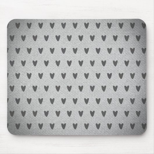 Gray Burlap Whimsical Hearts Rustic Farmhouse Muismat (Voorkant)