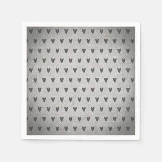 Gray Burlap Whimsical Hearts Rustic Farmhouse Servet (Voorkant)