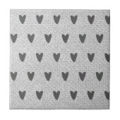 Gray Burlap Whimsical Hearts Rustic Farmhouse Tegeltje (Voorkant)