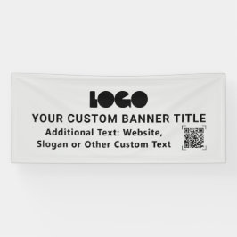 Gray Business Logo Company QR Promo Aangepast 2,5x Spandoek