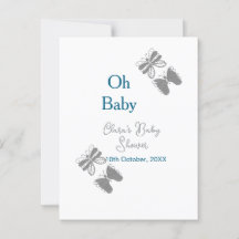 Gray butterfly blue baby shower oh baby modern ext