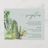 GRAY CACTI FOLIAGE WATERVERF WEDDING RECEPT INFORMATIEKAARTJE (Voorkant)