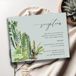 GRAY CACTI FOLIAGE WATERVERF WEDDING RECEPT INFORMATIEKAARTJE