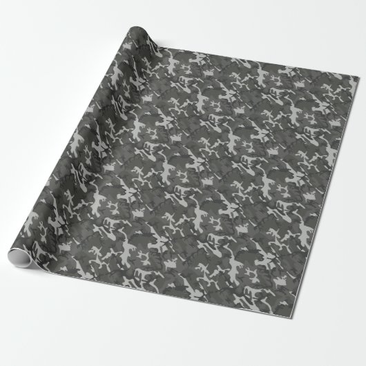 Gray Camo Modern Outdoor Camouflage Cadeaupapier (Uitgerold)