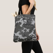 Gray Camouflage Militair Camopatroon Tote Bag (Dichtbij)