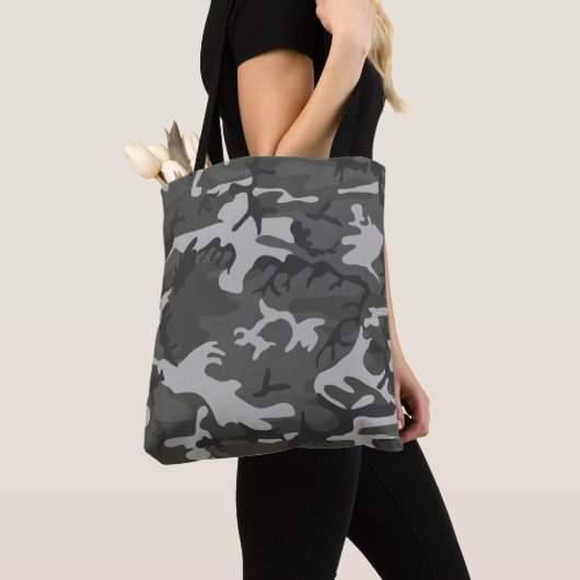 Gray Camouflage Militair Camopatroon Tote Bag (Dichtbij)