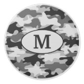 Gray Camouflage Monogram Initiaal gepersonaliseerd Keramische Knop (Voorkant)