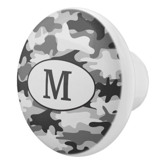 Gray Camouflage Monogram Initiaal gepersonaliseerd Keramische Knop (Rechts)